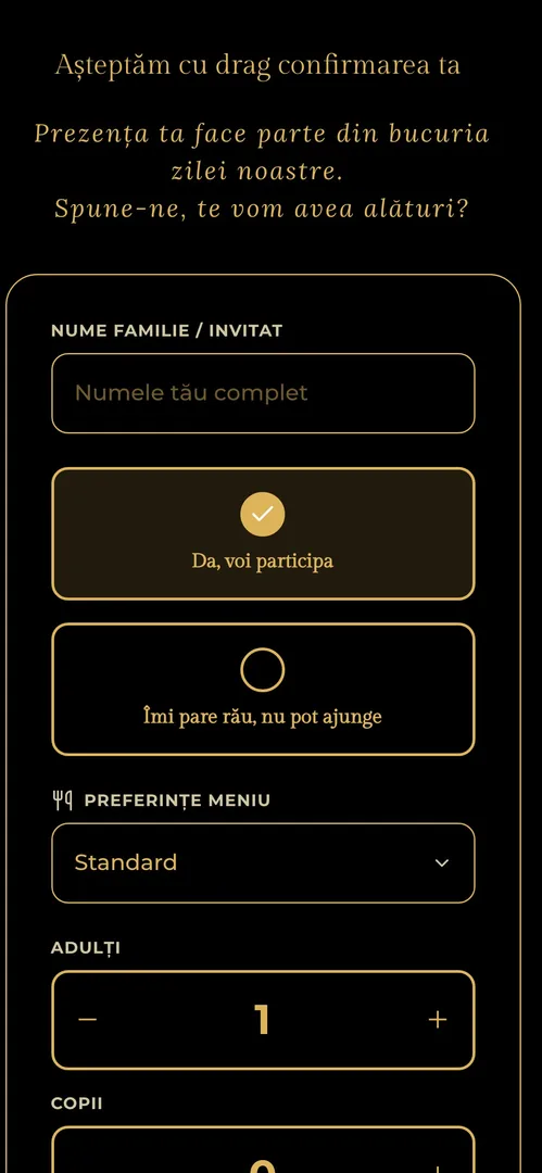 Invitația Aurum Prestige — rsvp