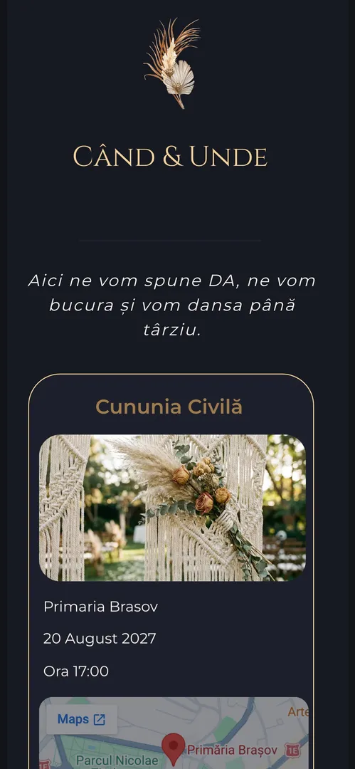Invitația Boho Luxury — harta