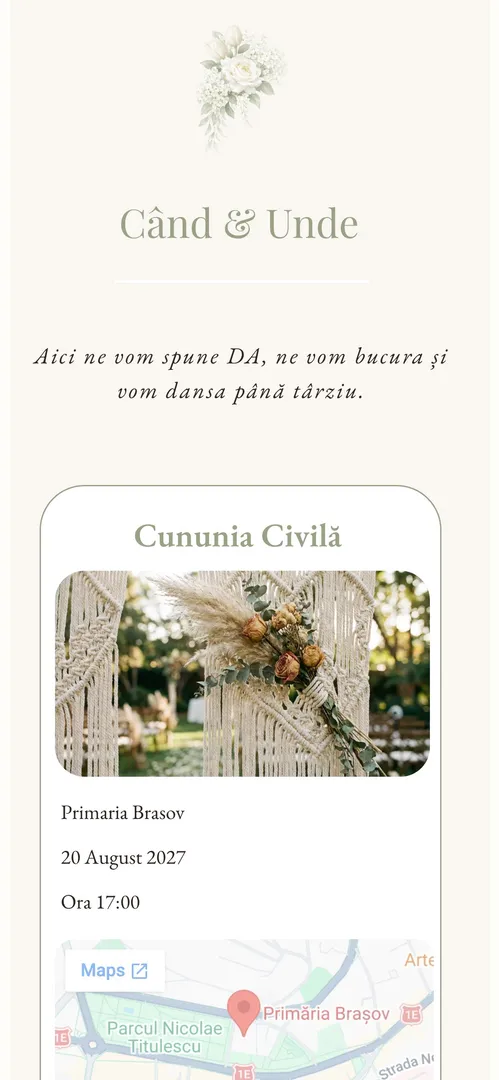 Invitația Elegant White — harta