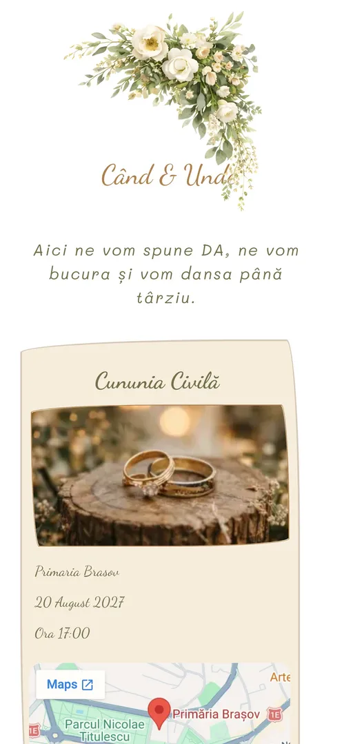 Invitația Enchanted Love — harta