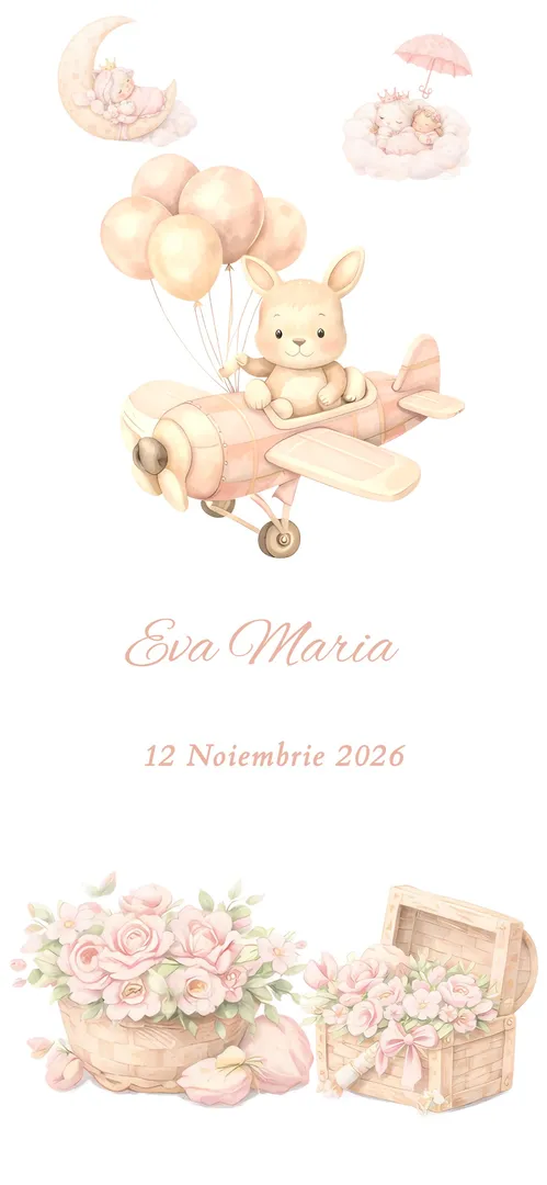 Invitație de botez online „Flori de Primăvară”