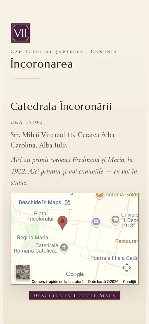 Invitația Încoronarea — harta
