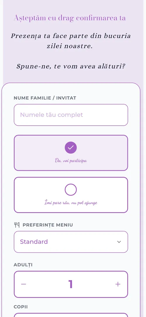 Invitația Iubire în Lavandă — rsvp