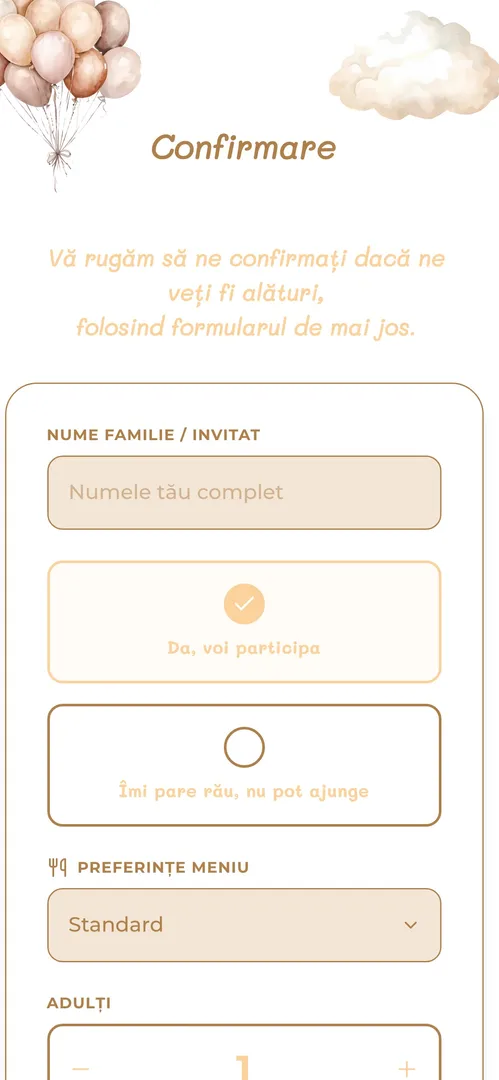 Invitația Micul Aviator — rsvp