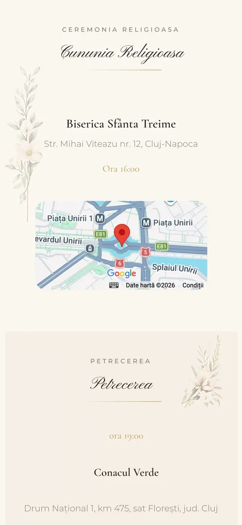 Invitația Minimal Botanical — harta