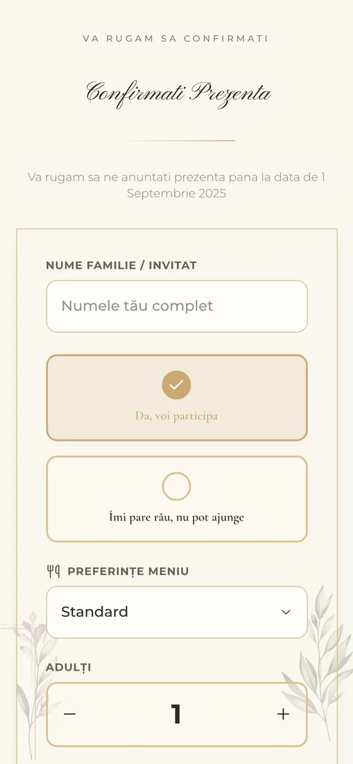 Invitația Minimal Botanical — rsvp