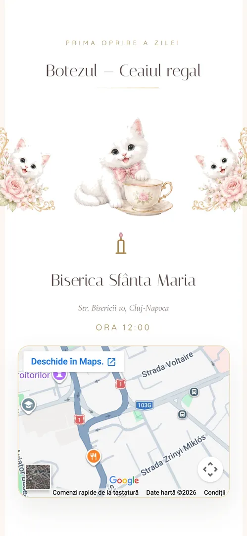 Invitația Pisicuța Regală  — harta