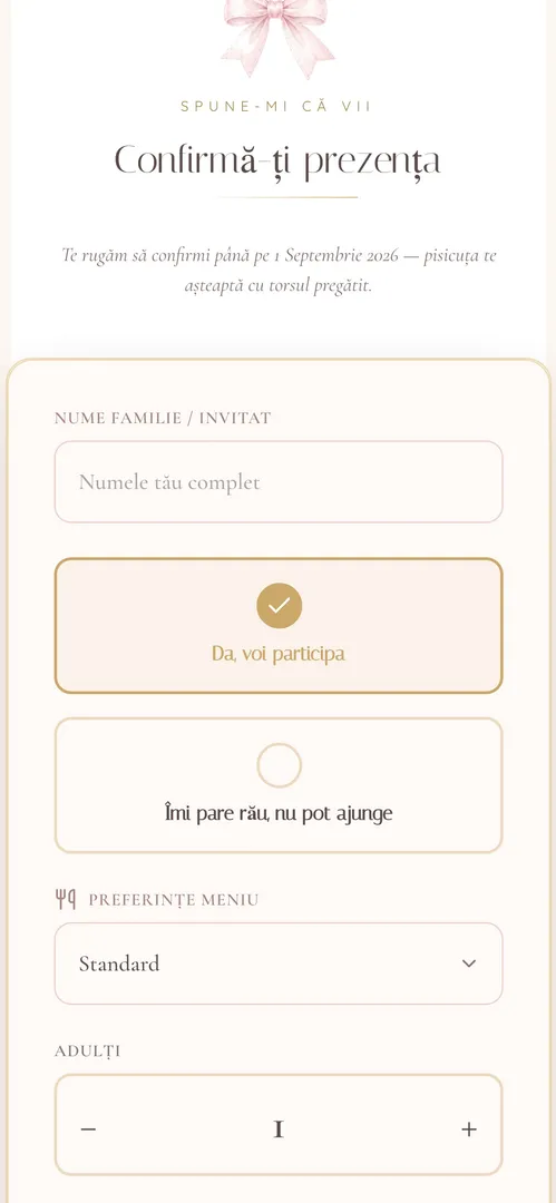 Invitația Pisicuța Regală  — rsvp