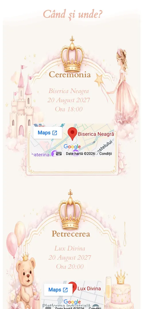 Invitația Princess Crown — harta