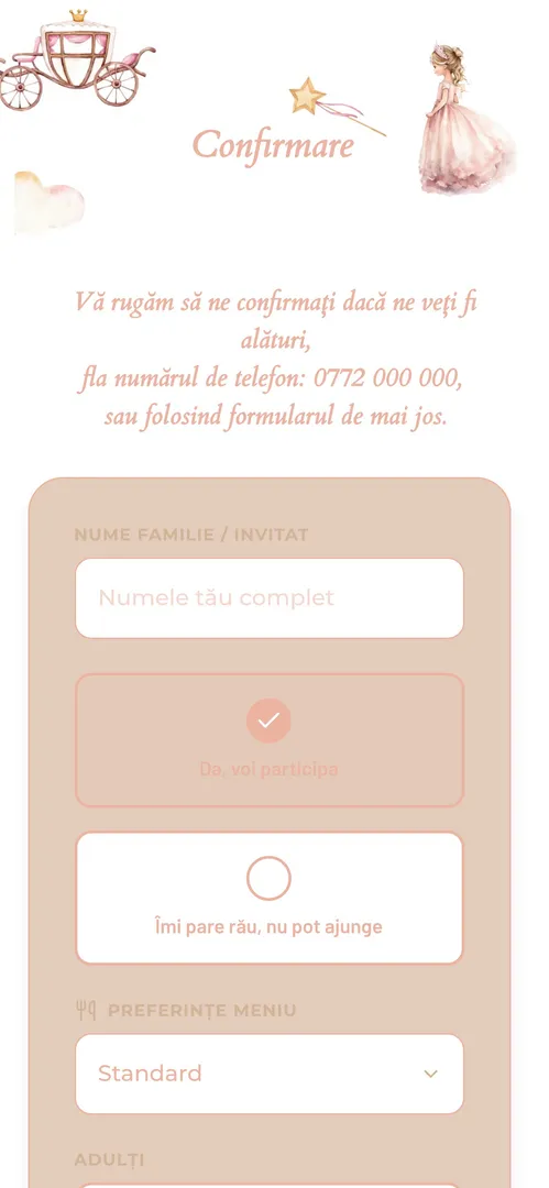 Invitația Princess Crown — rsvp