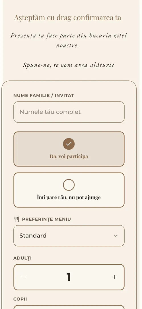 Invitația Romantic — rsvp