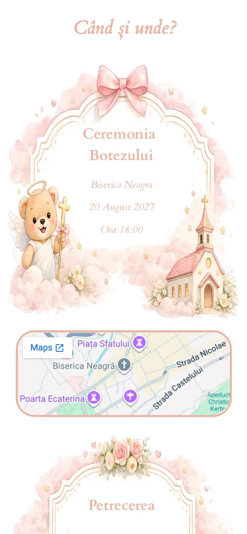 Invitația Sweet Teddy Rose — harta
