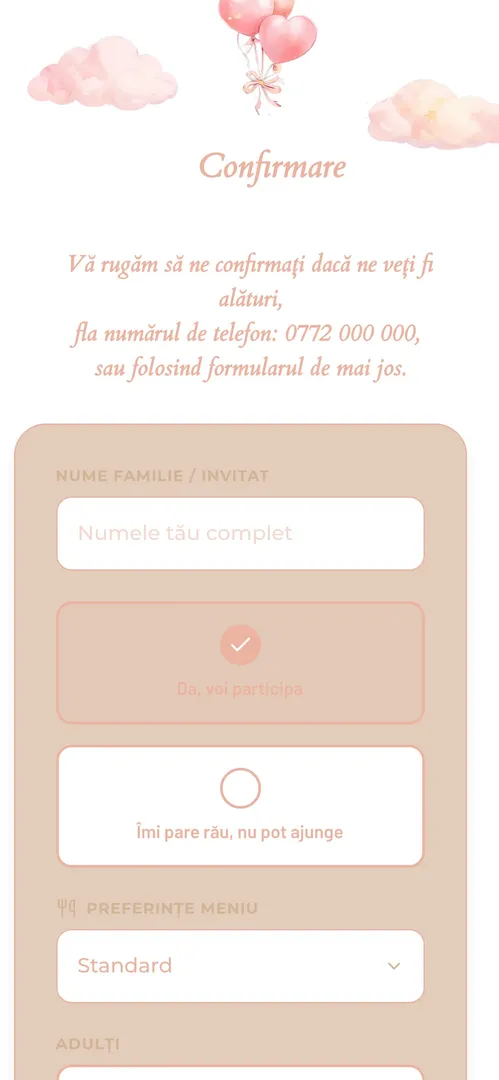 Invitația Sweet Teddy Rose — rsvp