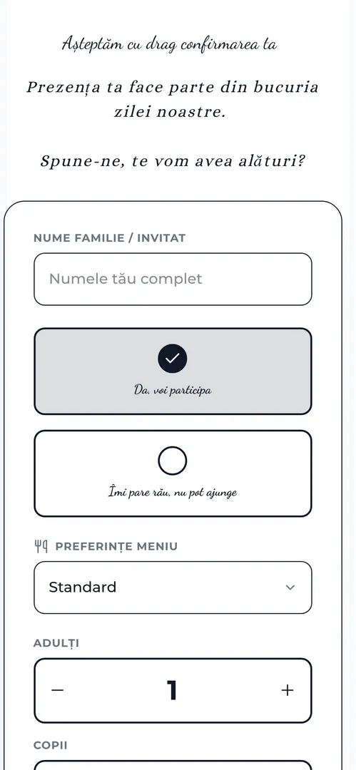 Invitația Timeless — rsvp