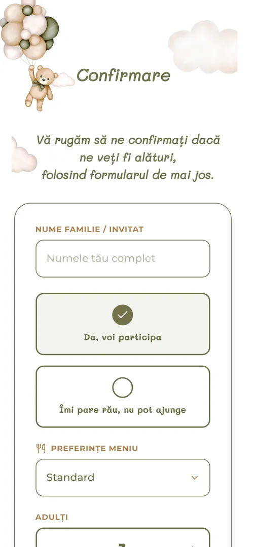 Invitația Tranquility — rsvp