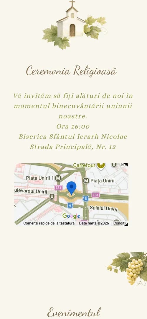 Invitația Vineyard Love — harta
