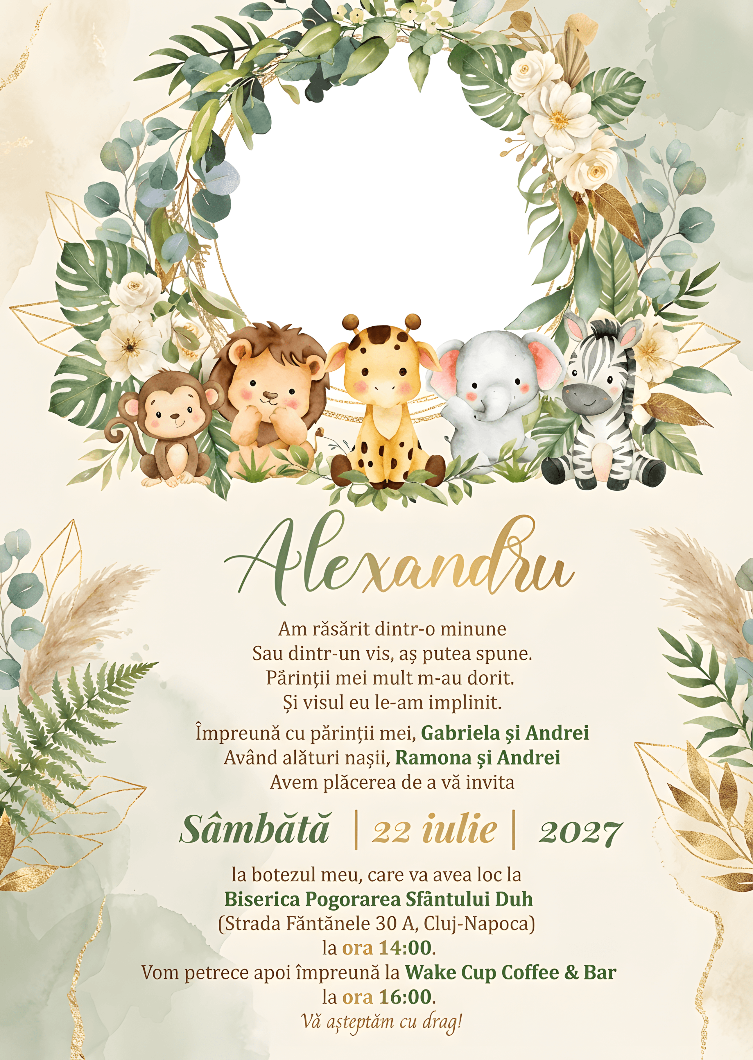 Floral Natura Juniori - Invitație Digitală botez