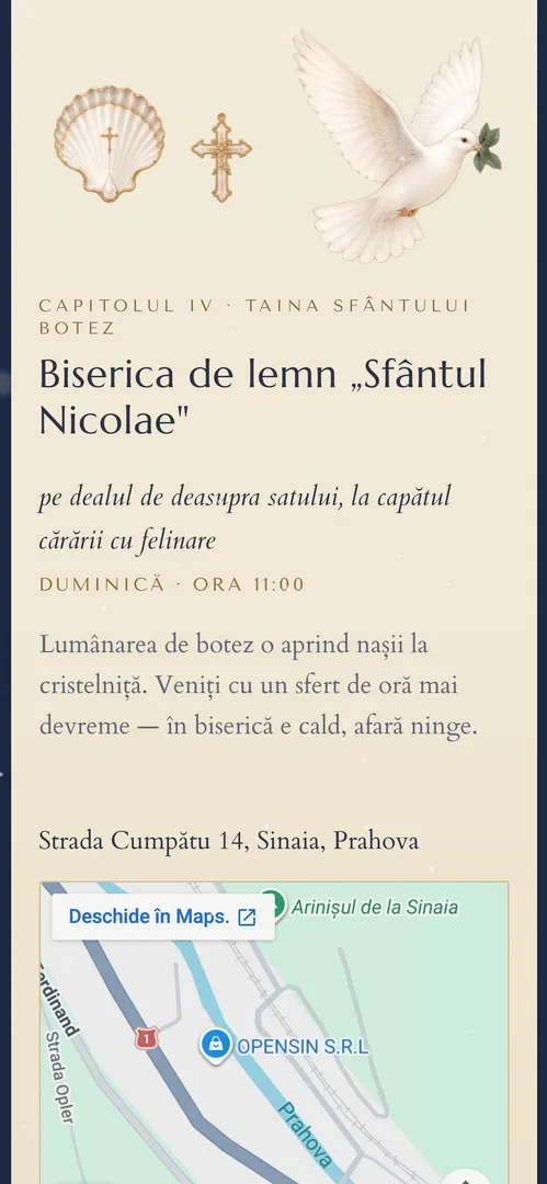 Invitația Bisericuța din Zăpadă — harta