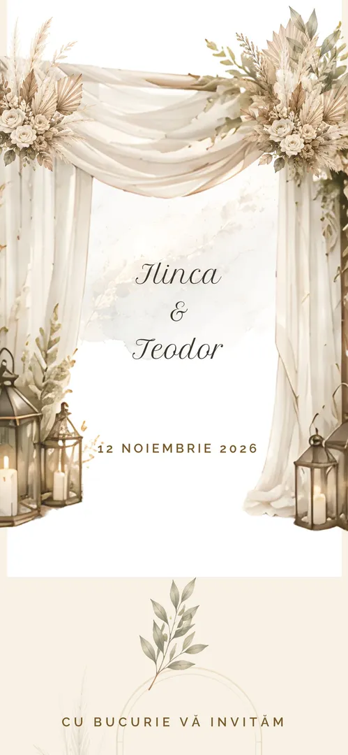 Invitație de nuntă online „Boho Pampas ”