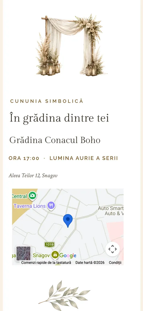 Invitația Boho Pampas — harta