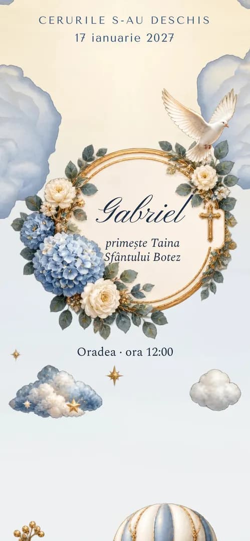 Invitație de botez online „Bolta Cerească”