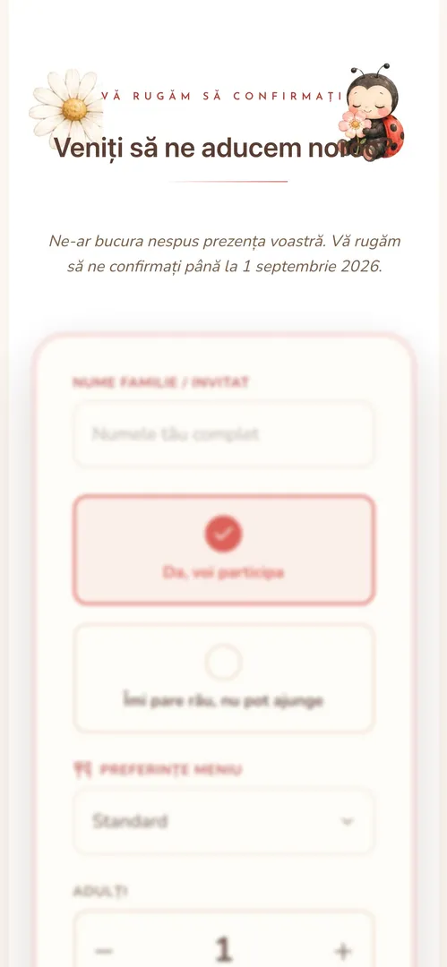 Invitația Buburuza Fermecată — rsvp