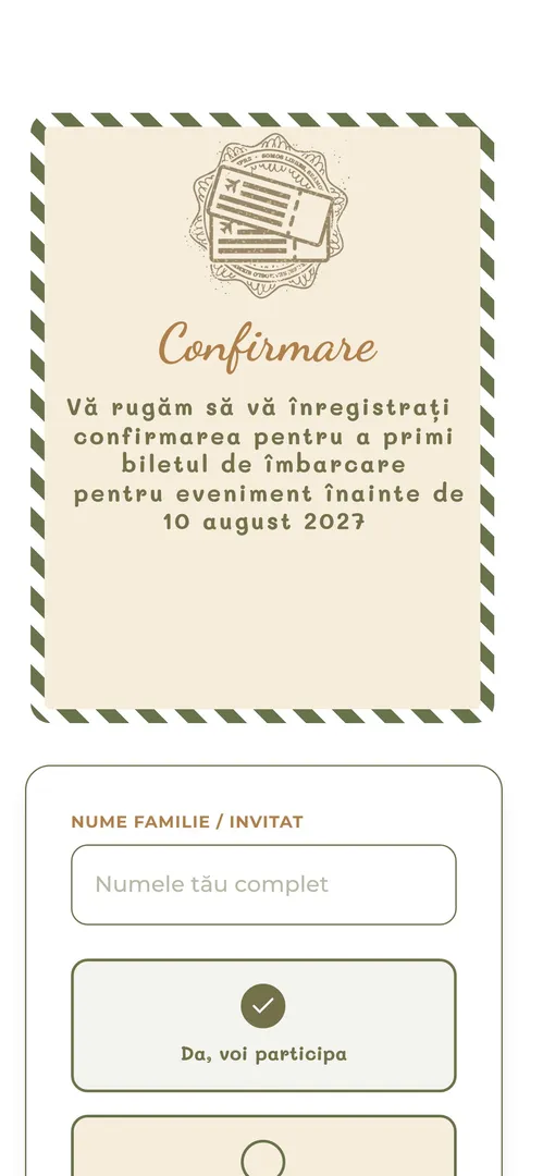Invitația Calatoria — rsvp