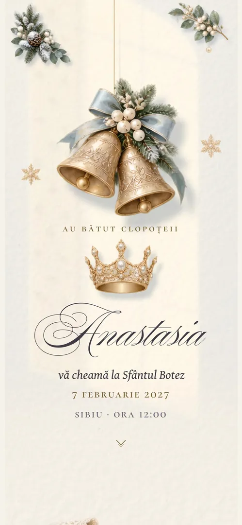 Invitație de botez online „Clopoțeii de Aur”