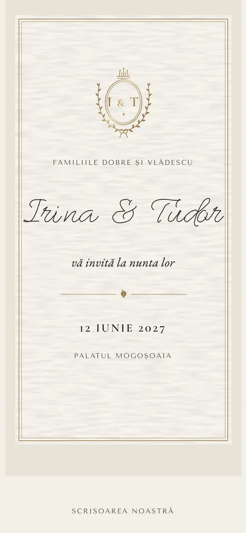 Invitație de nuntă online „Corespondență de la Palat”