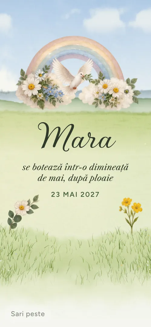 Invitație de botez online „Curcubeul de Mai”