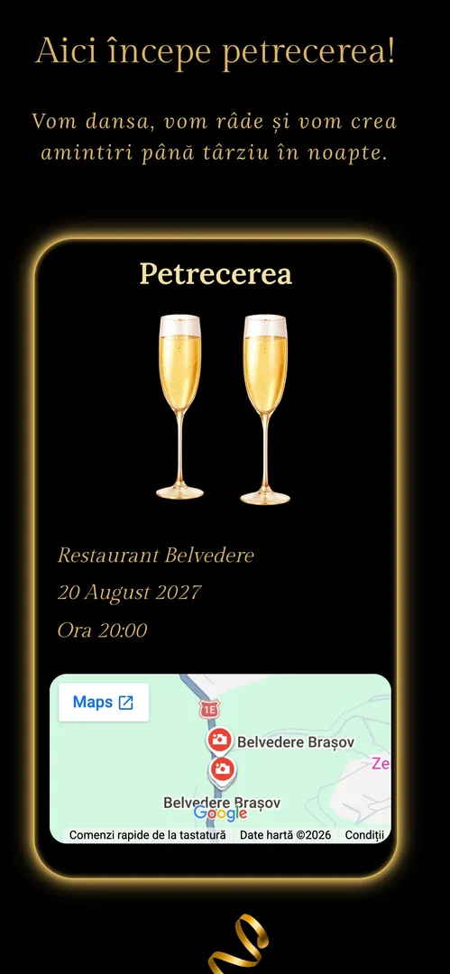 Invitația Deluxe Blue — harta