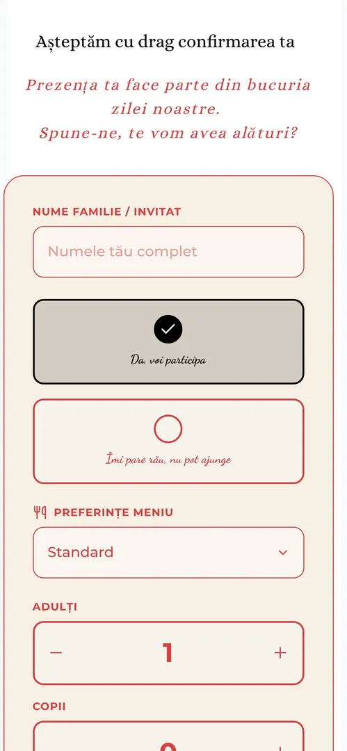 Invitația Dragoste Autentică — rsvp