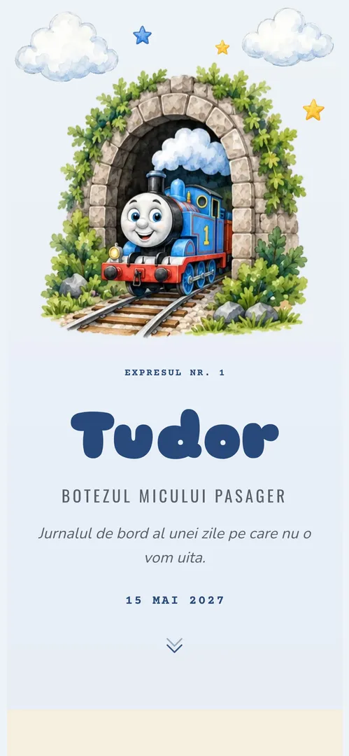 Invitație de botez online „Expresul Nr. 1”