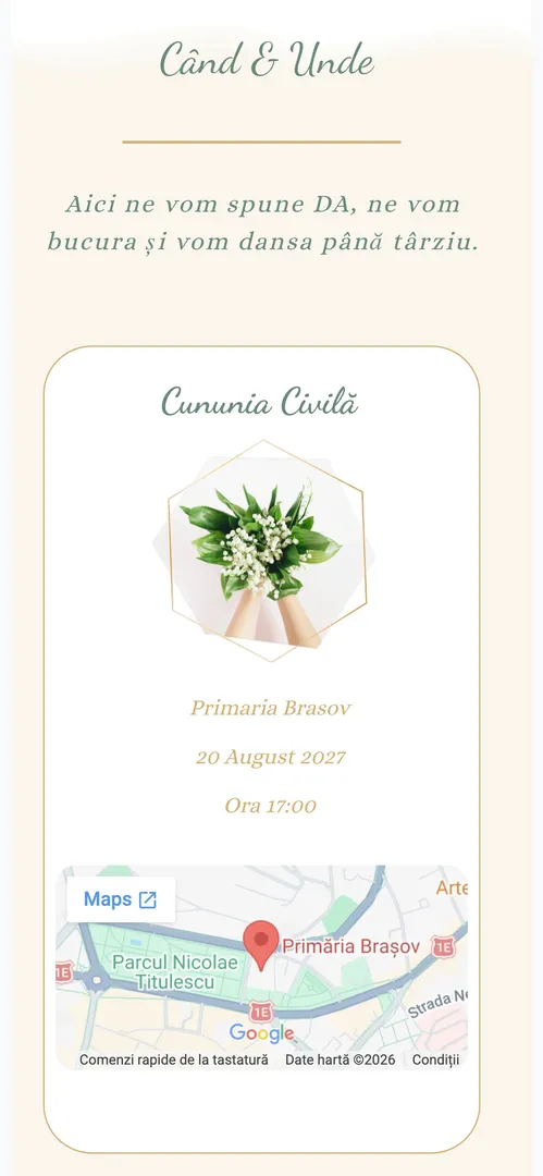 Invitația Garden Elegance — harta