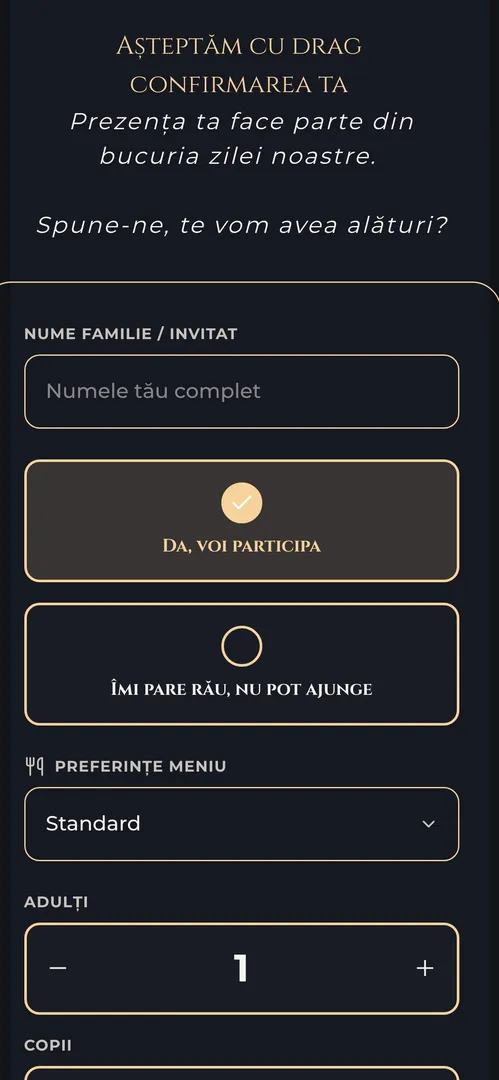 Invitația Golden Gala — rsvp