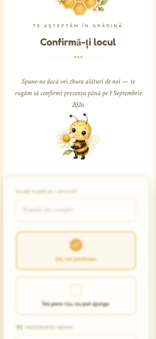 Invitația Grădina cu Miere — rsvp