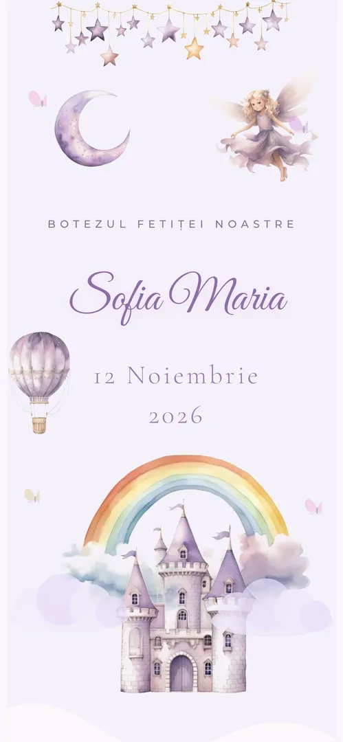 Invitație de botez online „Gradina Fermecata 2”