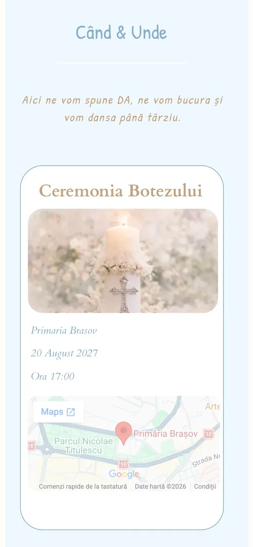 Invitația Love in Blue — harta