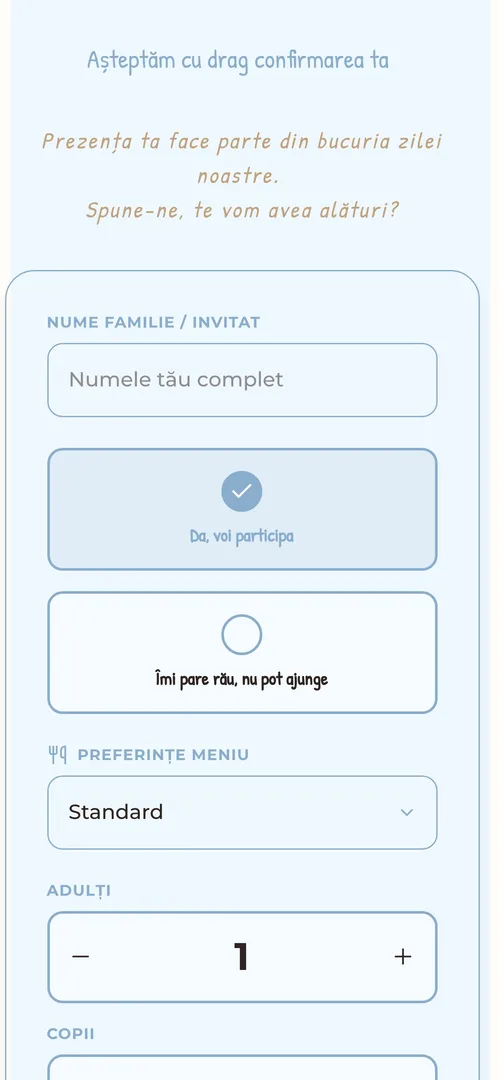 Invitația Love in Blue — rsvp