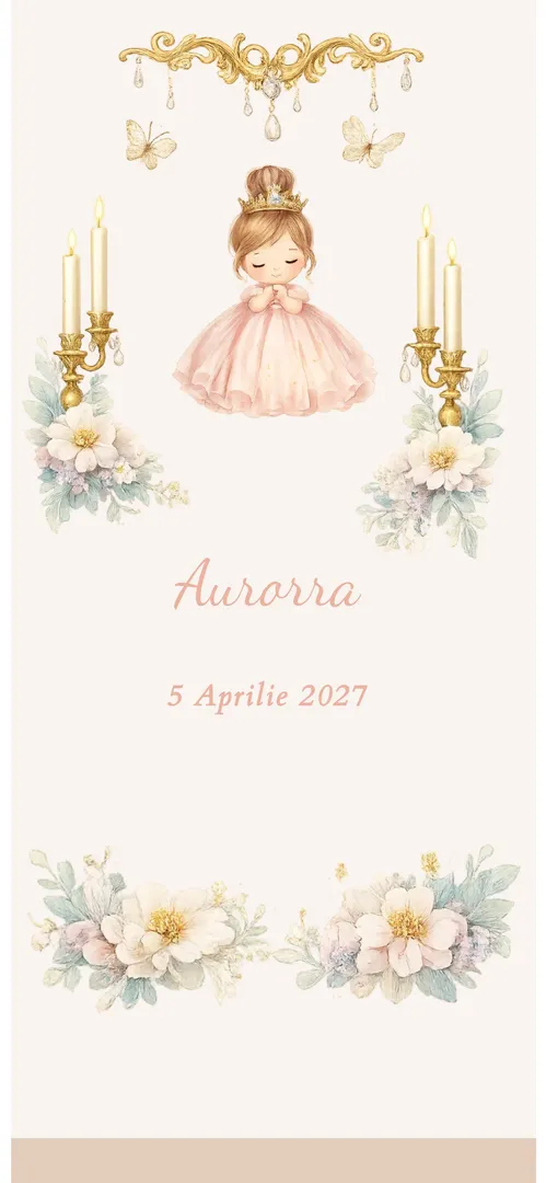 Invitație de botez online „Lovely Princess”