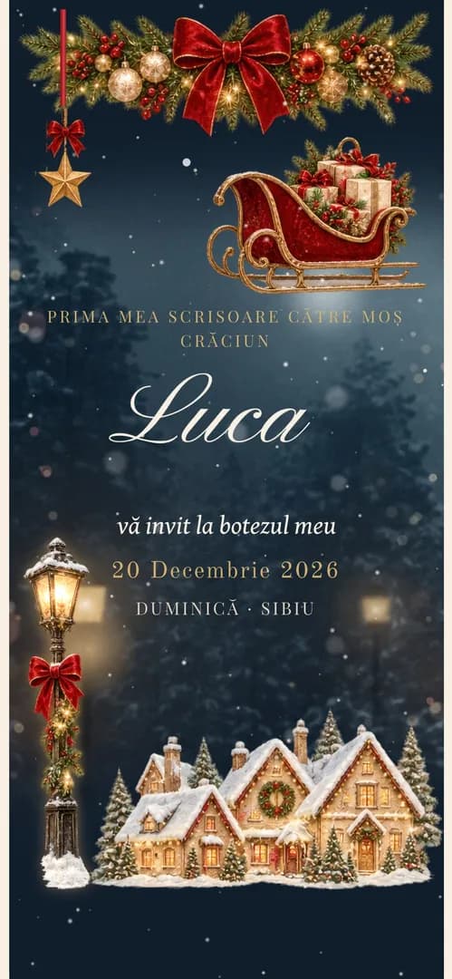 Invitație de botez online „Magia Craciunului”