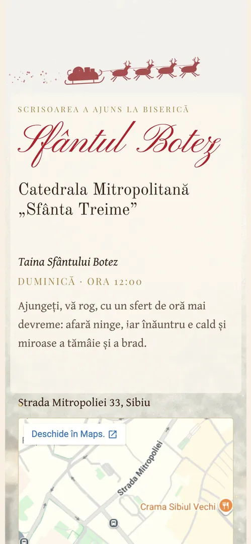 Invitația Magia Craciunului — harta
