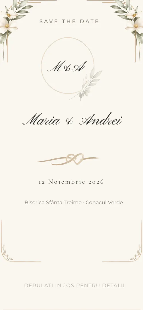 Invitație de nuntă online „Minimal Botanical”
