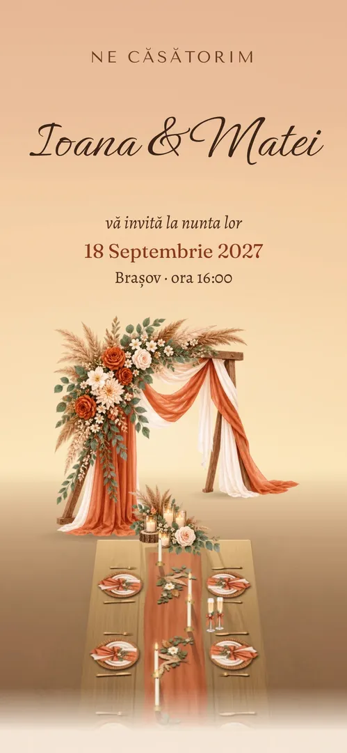 Invitație de nuntă online „Năframa de Apus”