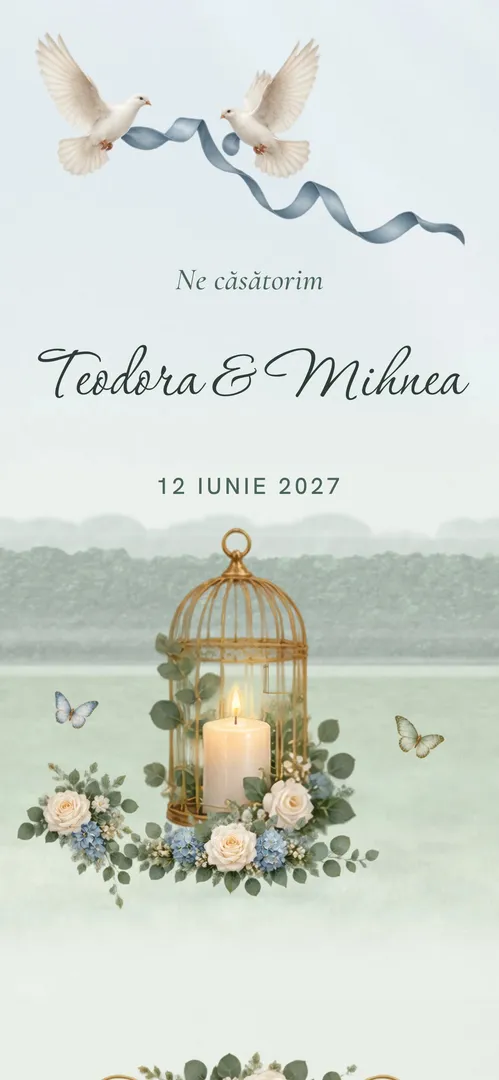 Invitație de nuntă online „Doi Porumbei”