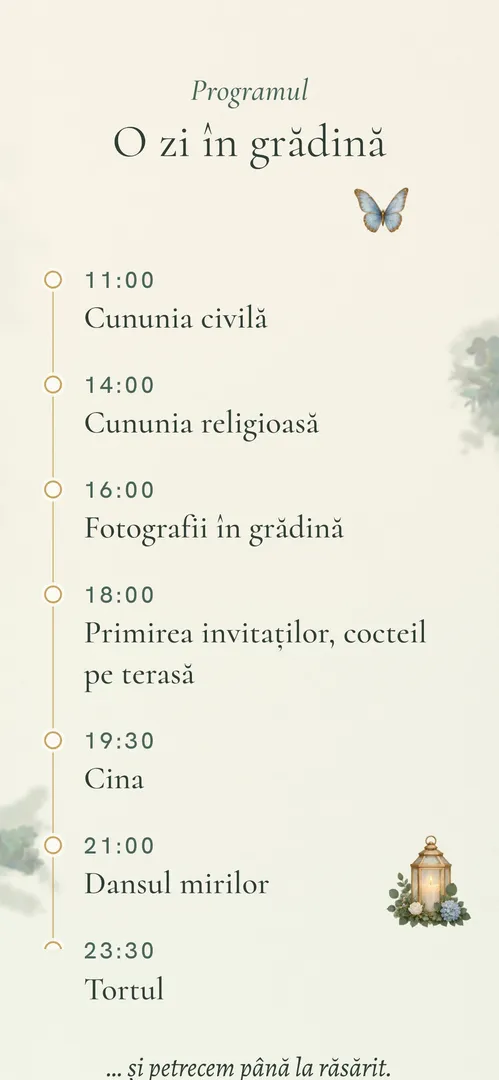 Invitația Doi Porumbei — program