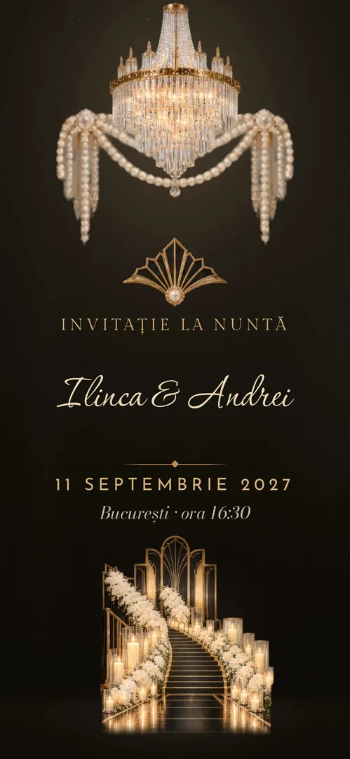 Invitație de nuntă online „Evantaiul de Aur”