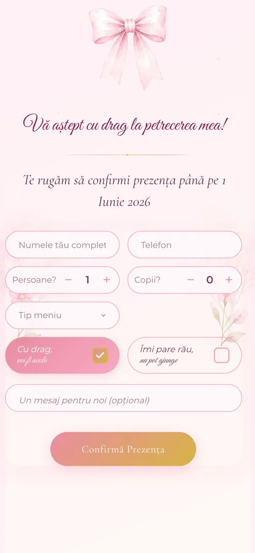 Invitația Pink Castle — rsvp
