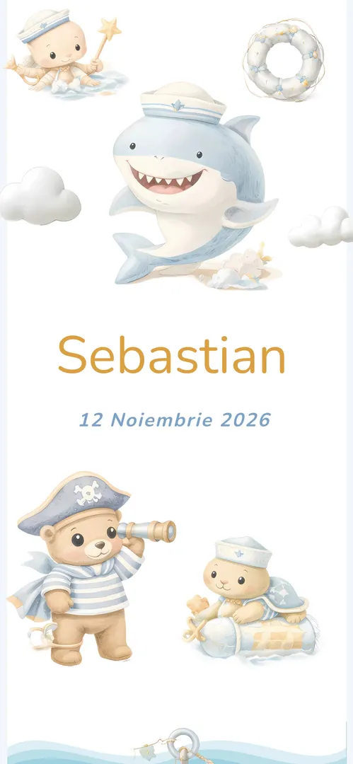 Invitație de botez online „Poveste Marină”