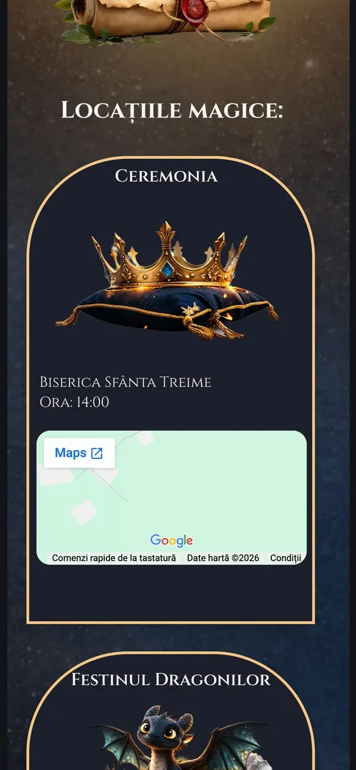 Invitația Povestea Dragonului — harta